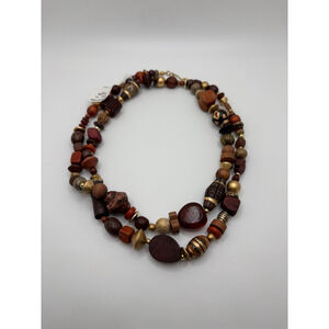 Women's Brown & Gold Beaded Necklace